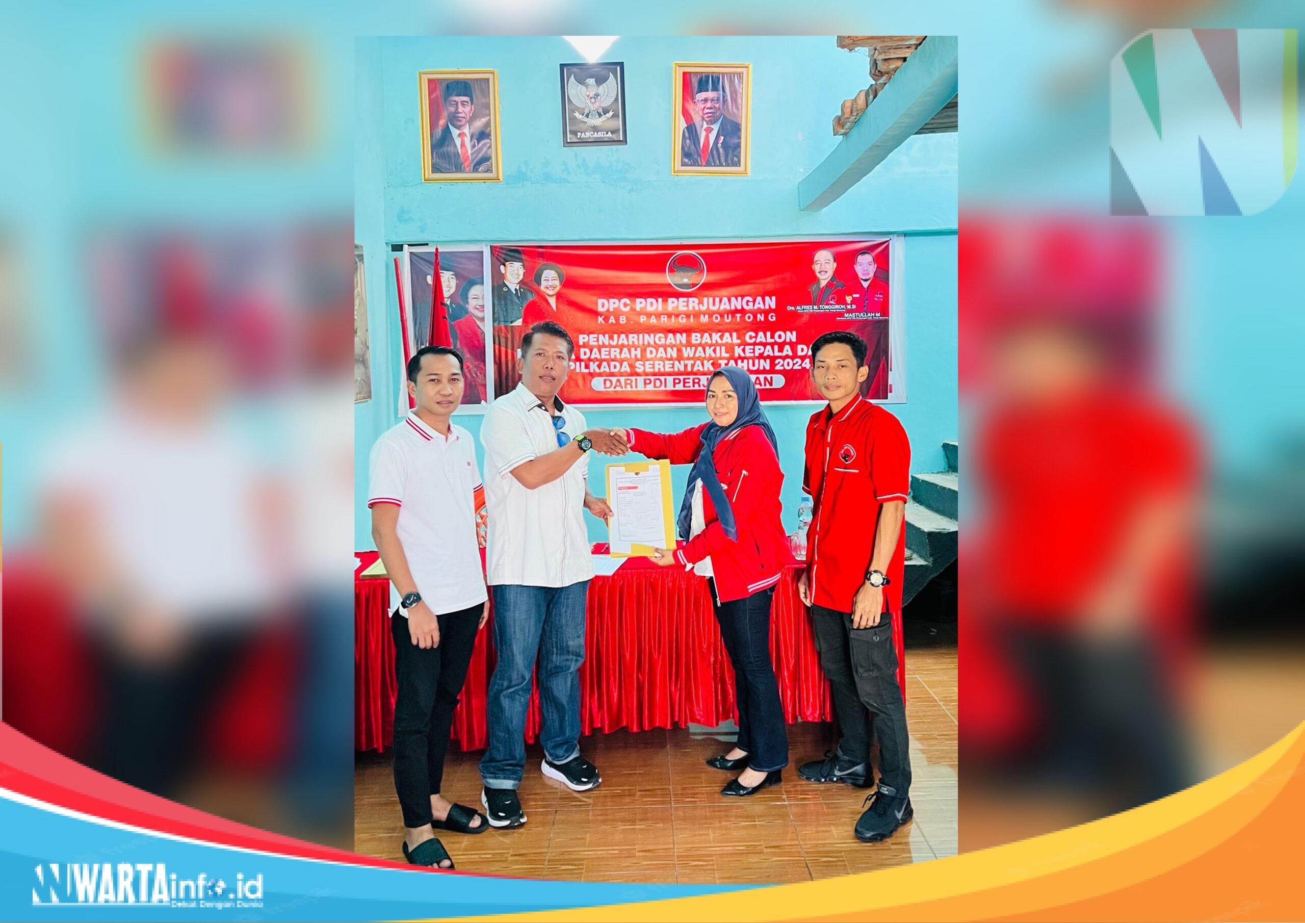 Nizar Rahmatu Ambil Formulir Pendaftaran di PDIP Pilkada Parigi Moutong